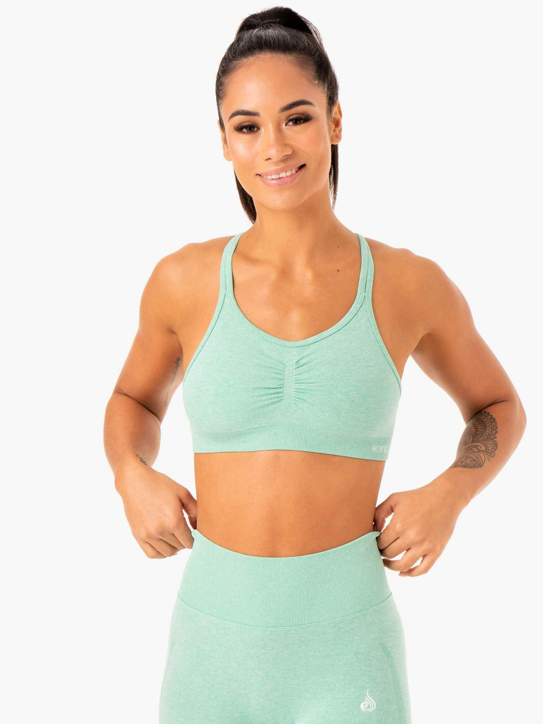 Sculpt Seamless Sports Bra - Mint Marl Clothing Ryderwear 