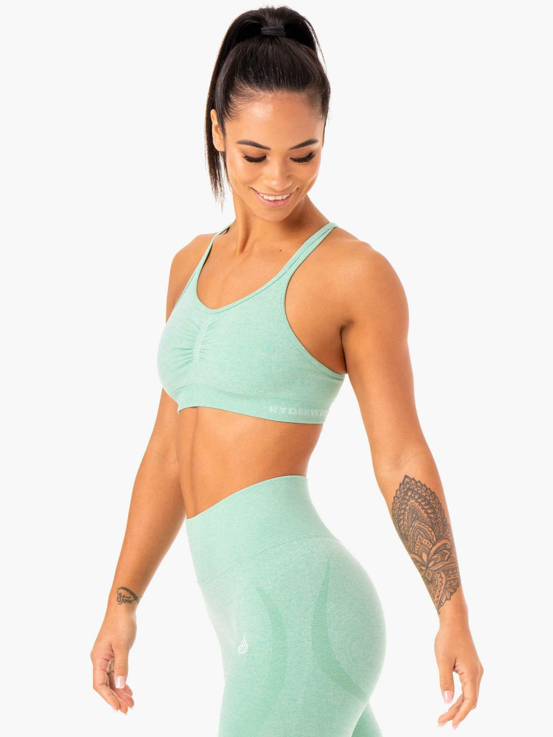 Sculpt Seamless Sports Bra - Mint Marl Clothing Ryderwear 