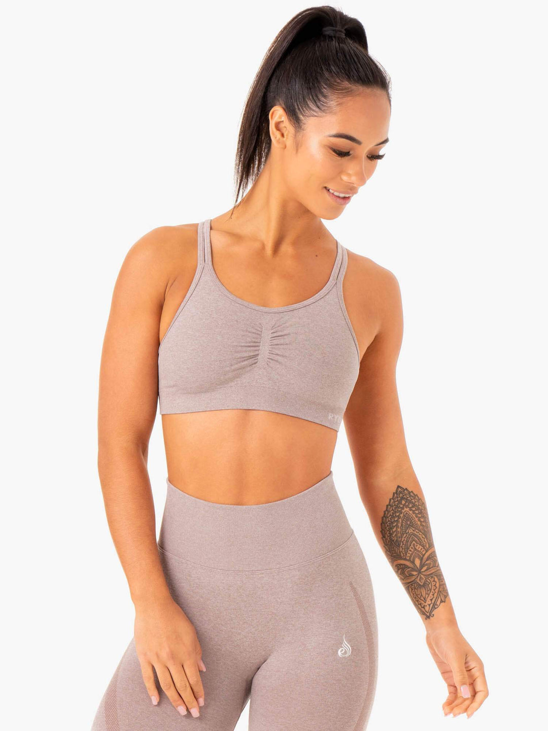 Sculpt Seamless Sports Bra - Mushroom Marl Clothing Ryderwear 