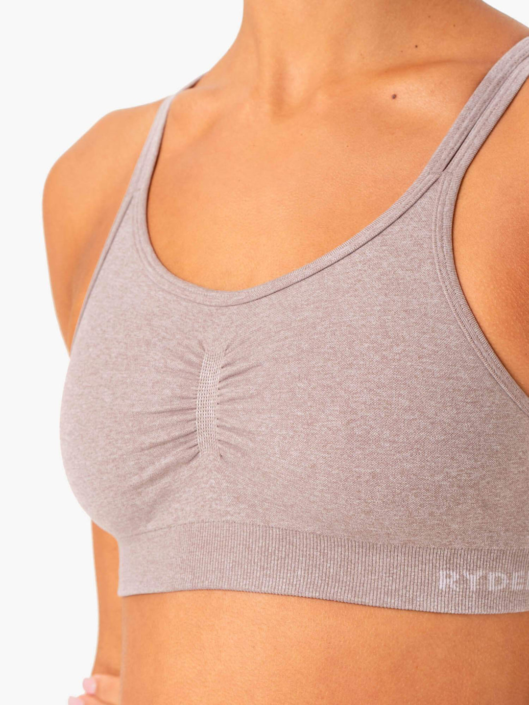 Sculpt Seamless Sports Bra - Mushroom Marl Clothing Ryderwear 