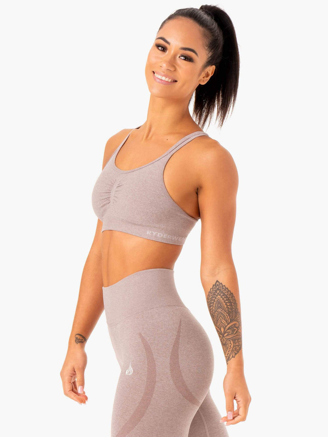 Sculpt Seamless Sports Bra - Mushroom Marl Clothing Ryderwear 