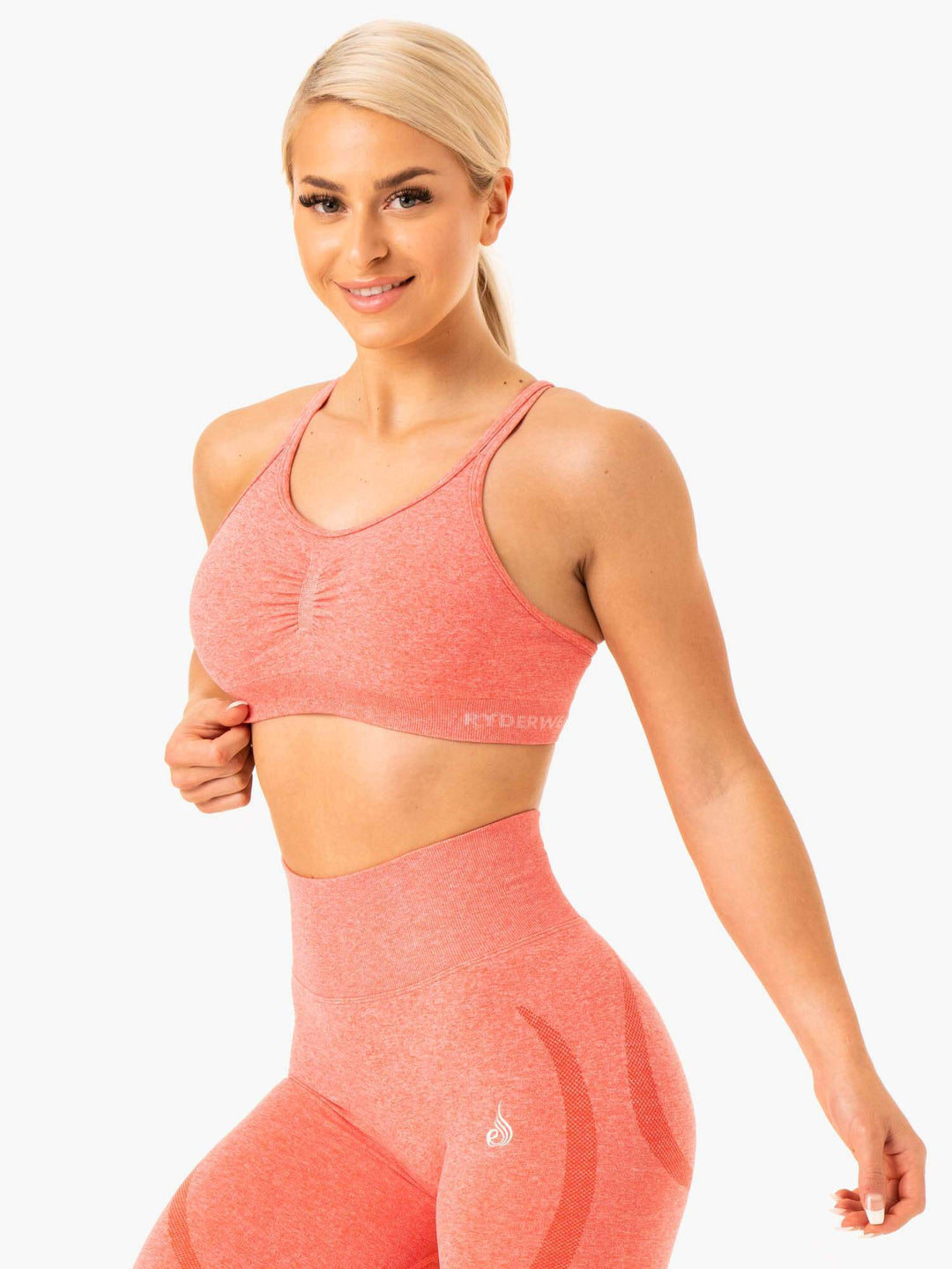 Sculpt Seamless Sports Bra - Peach Marl Clothing Ryderwear 