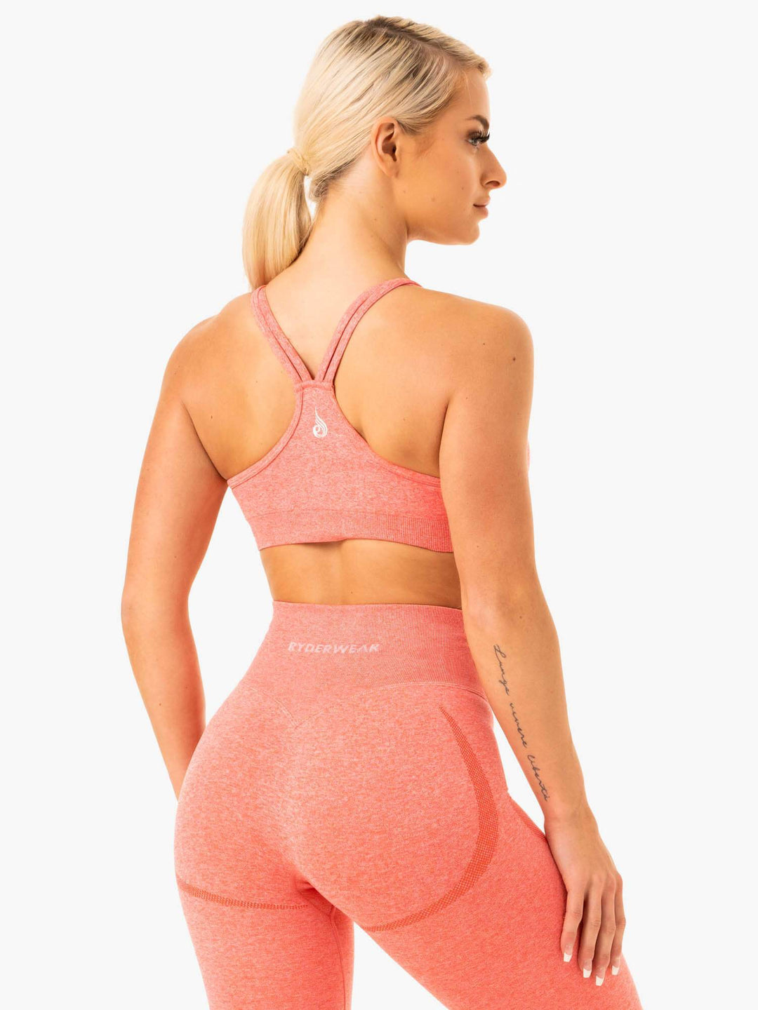 Sculpt Seamless Sports Bra - Peach Marl Clothing Ryderwear 