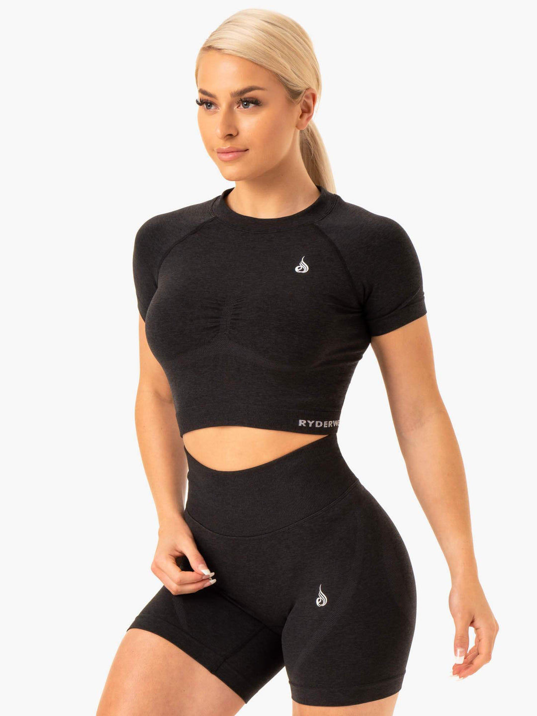 Sculpt Seamless T-Shirt - Black Marl Clothing Ryderwear 