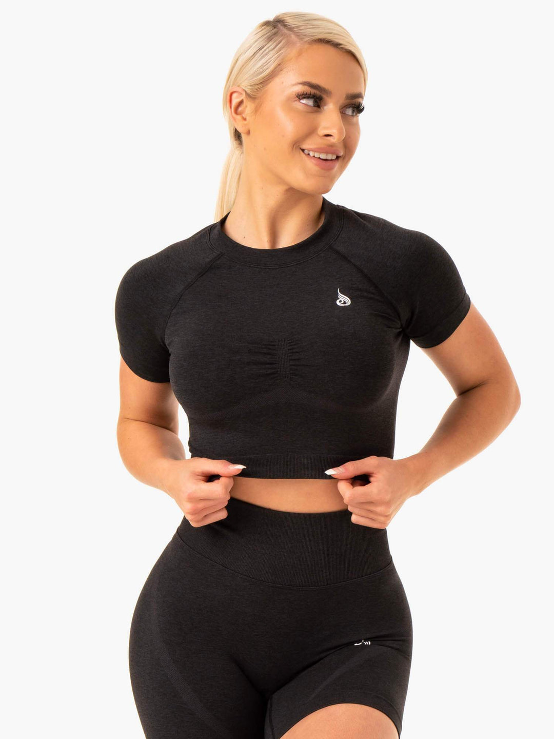 Sculpt Seamless T-Shirt - Black Marl Clothing Ryderwear 