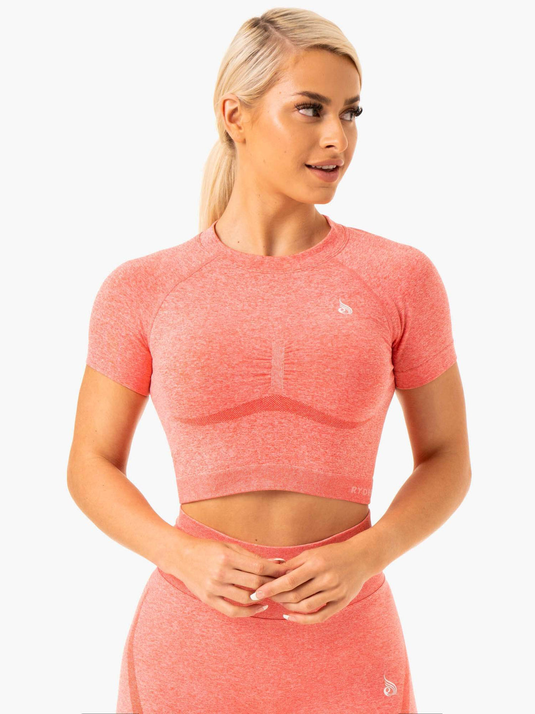 Sculpt Seamless T-Shirt - Peach Marl Clothing Ryderwear 