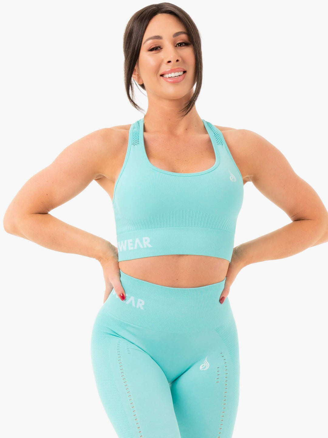 Seamless Staples Sports Bra - Aqua Marl Clothing Ryderwear 