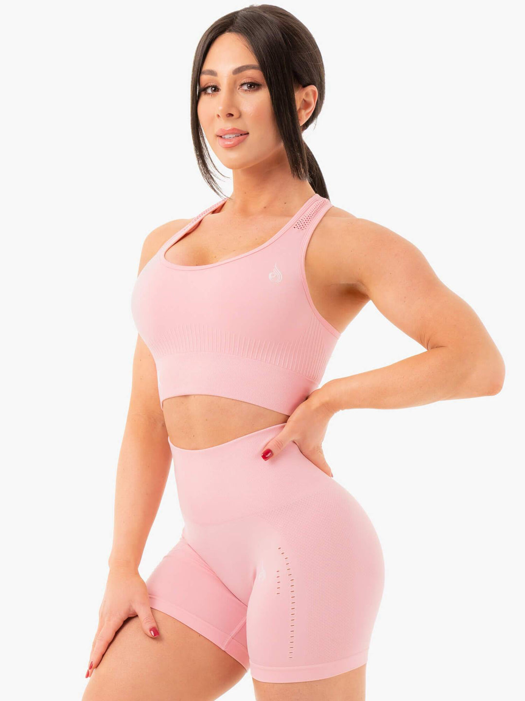 Seamless Staples Sports Bra - Baby Pink Marl Clothing Ryderwear 