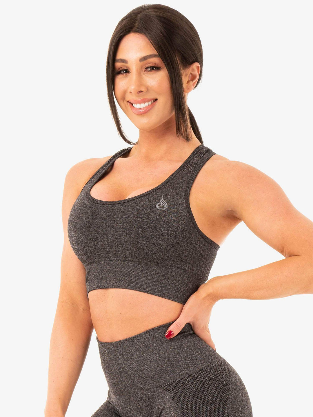 Seamless Staples Sports Bra - Charcoal Marl Clothing Ryderwear 