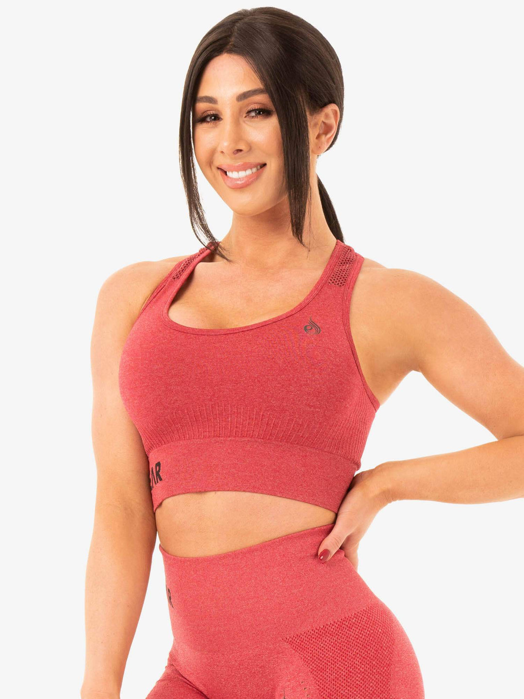 Seamless Staples Sports Bra - Cherry Red Marl Clothing Ryderwear 