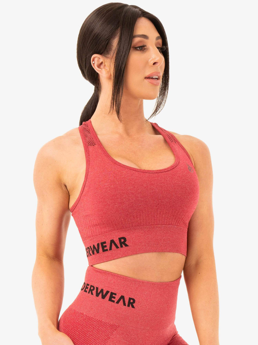 Seamless Staples Sports Bra - Cherry Red Marl Clothing Ryderwear 