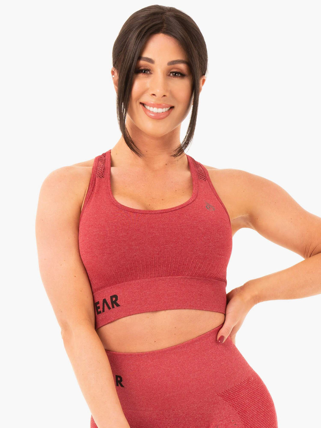 Seamless Staples Sports Bra - Cherry Red Marl Clothing Ryderwear 