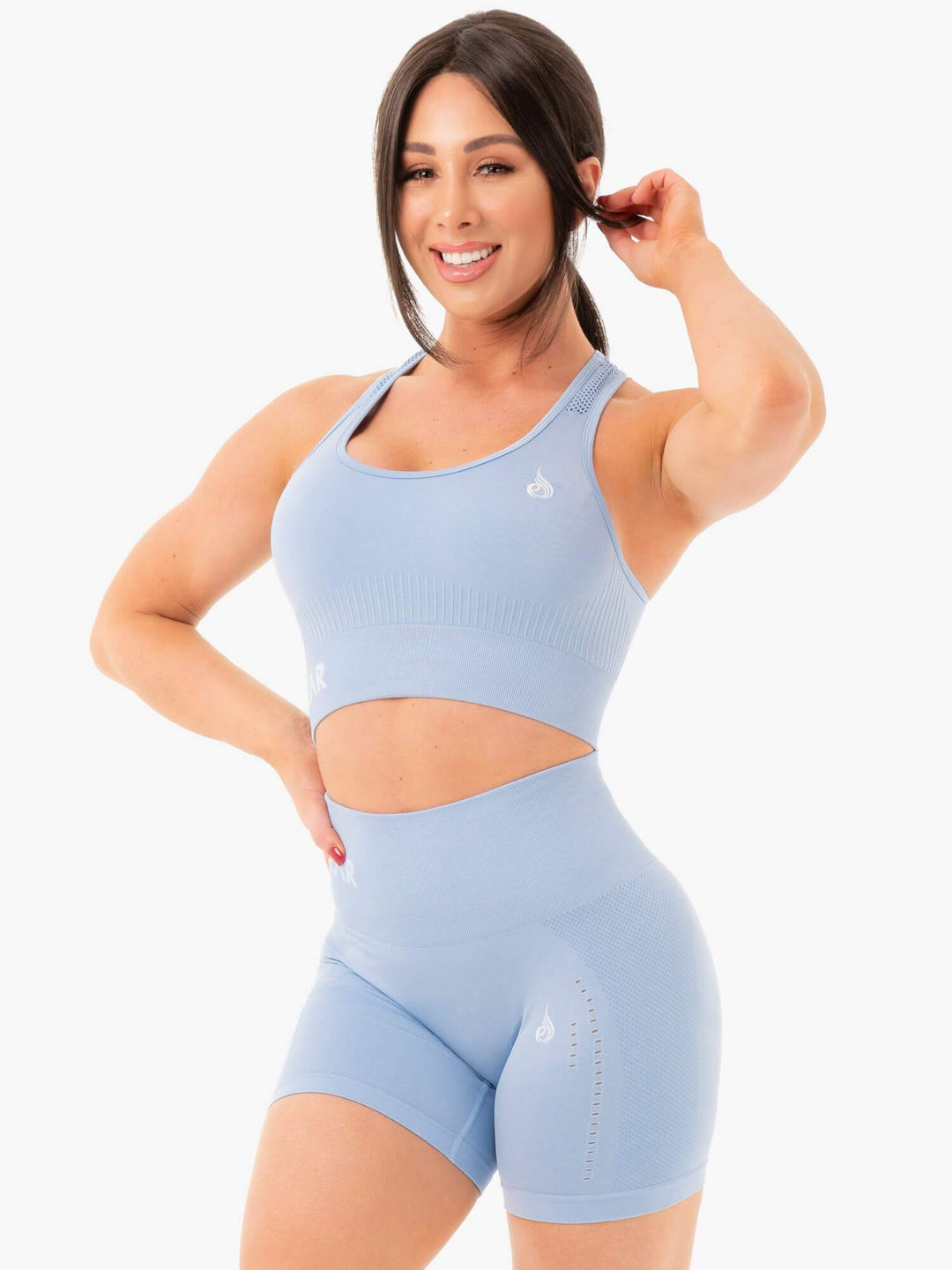 Seamless Staples Sports Bra - Denim Blue Marl Clothing Ryderwear 