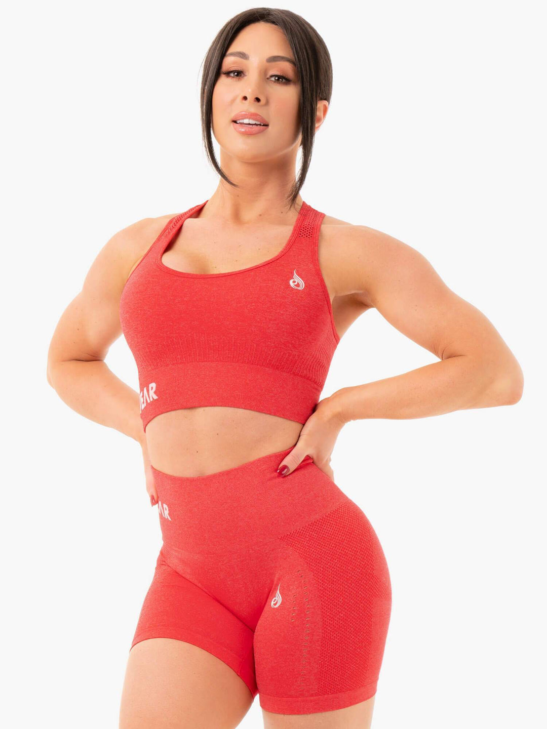 Seamless Staples Sports Bra - Red Marl Clothing Ryderwear 