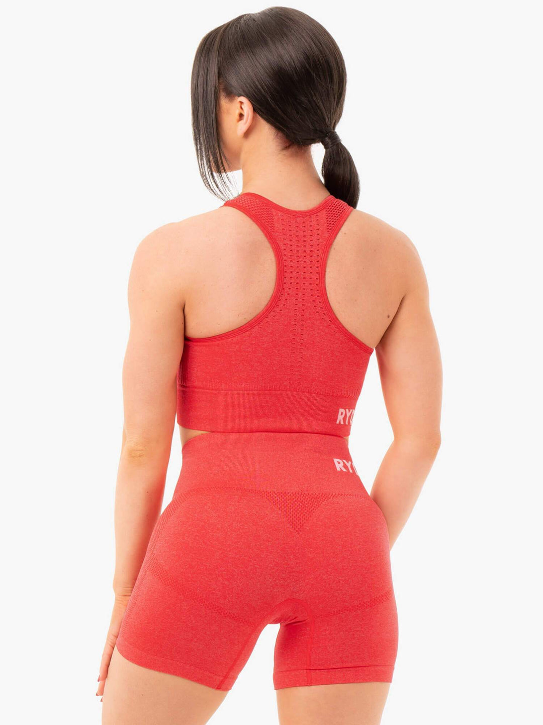 Seamless Staples Sports Bra - Red Marl Clothing Ryderwear 