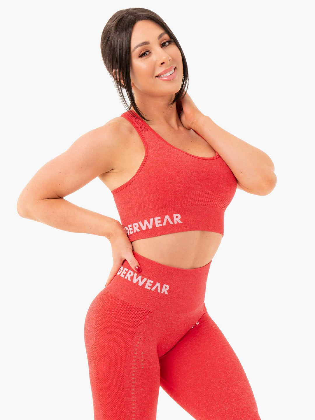 Seamless Staples Sports Bra - Red Marl Clothing Ryderwear 