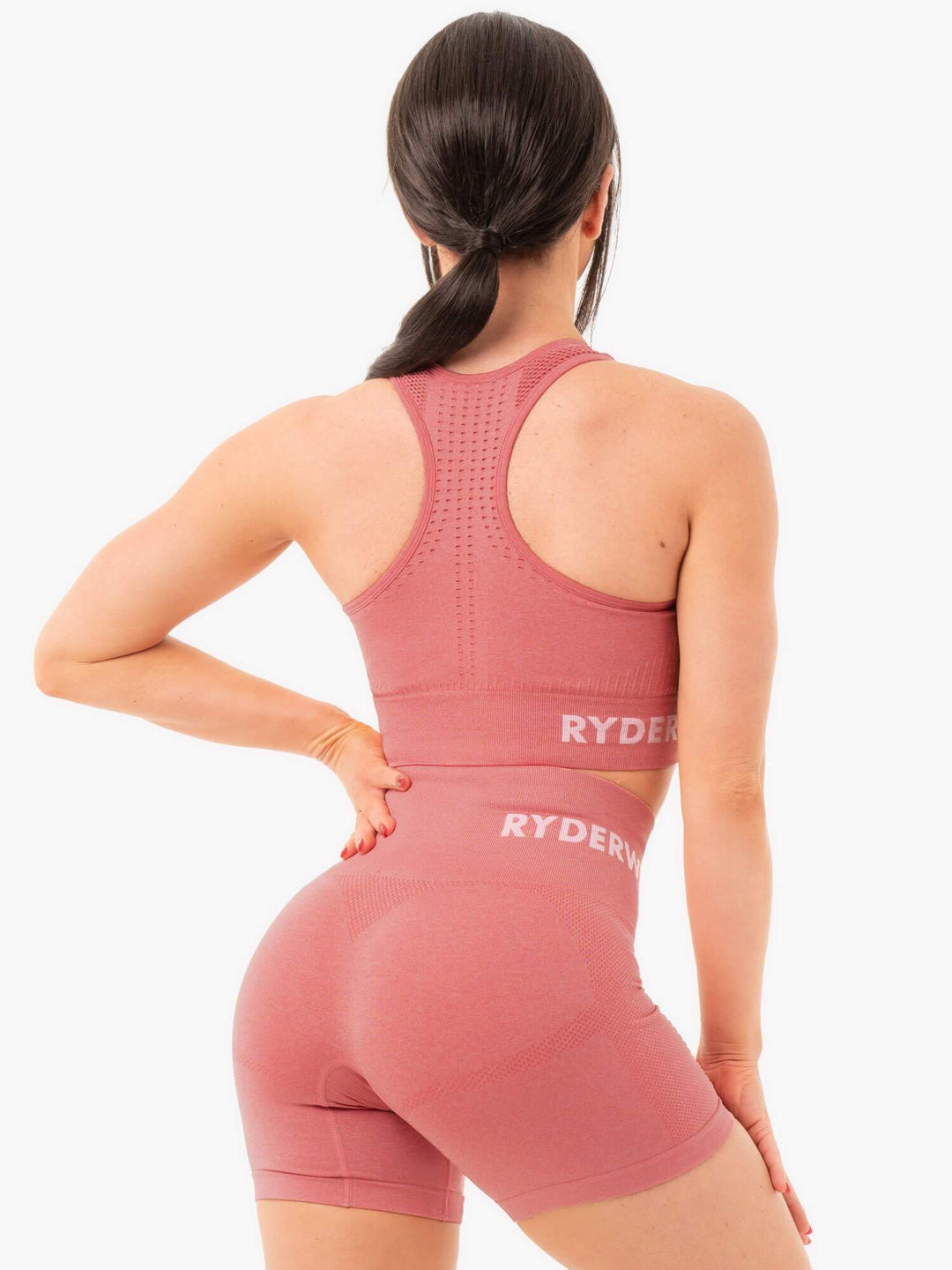 Seamless Staples Sports Bra - Rose Pink Marl Clothing Ryderwear 