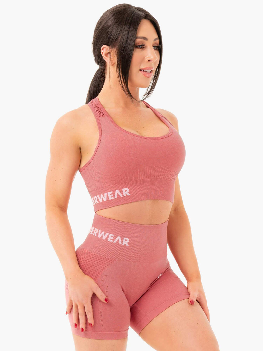 Seamless Staples Sports Bra - Rose Pink Marl Clothing Ryderwear 