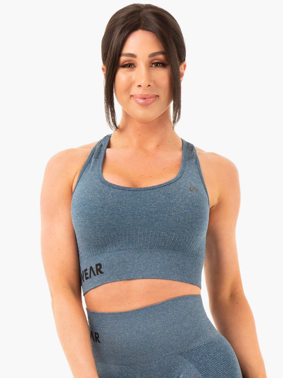 Seamless Staples Sports Bra - Teal Marl Clothing Ryderwear 