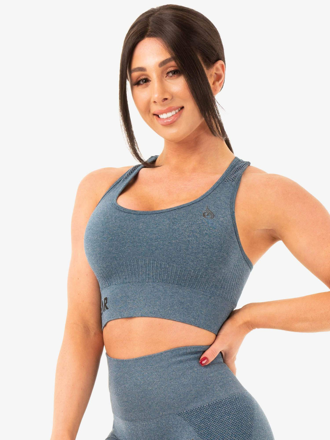 Seamless Staples Sports Bra - Teal Marl Clothing Ryderwear 