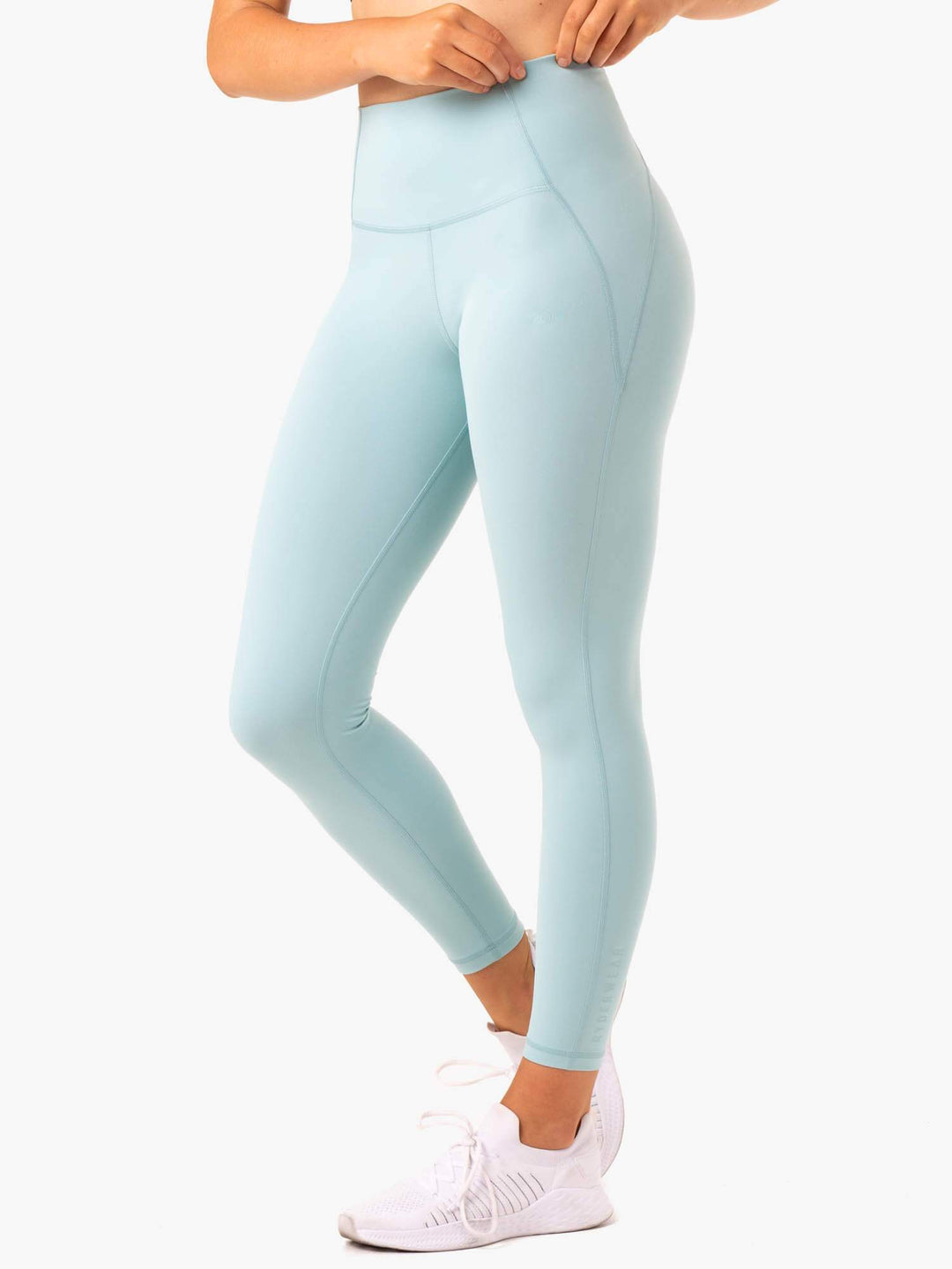 Sola High Waisted Leggings - Seafoam Blue Clothing Ryderwear 