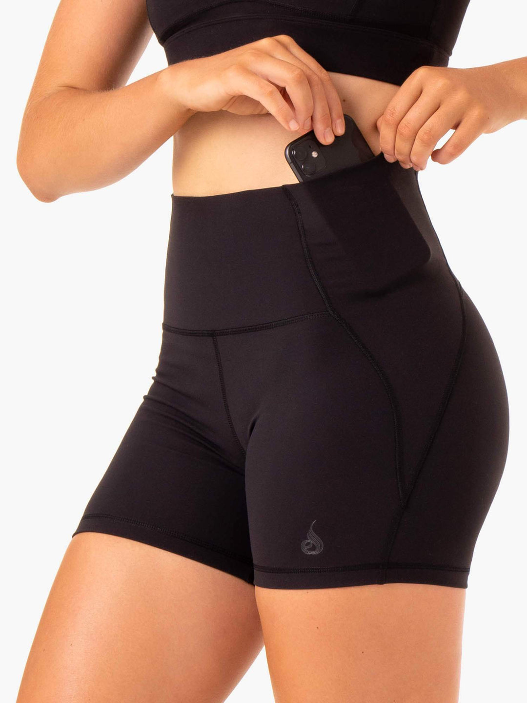 Sola High Waisted Shorts - Black Clothing Ryderwear 