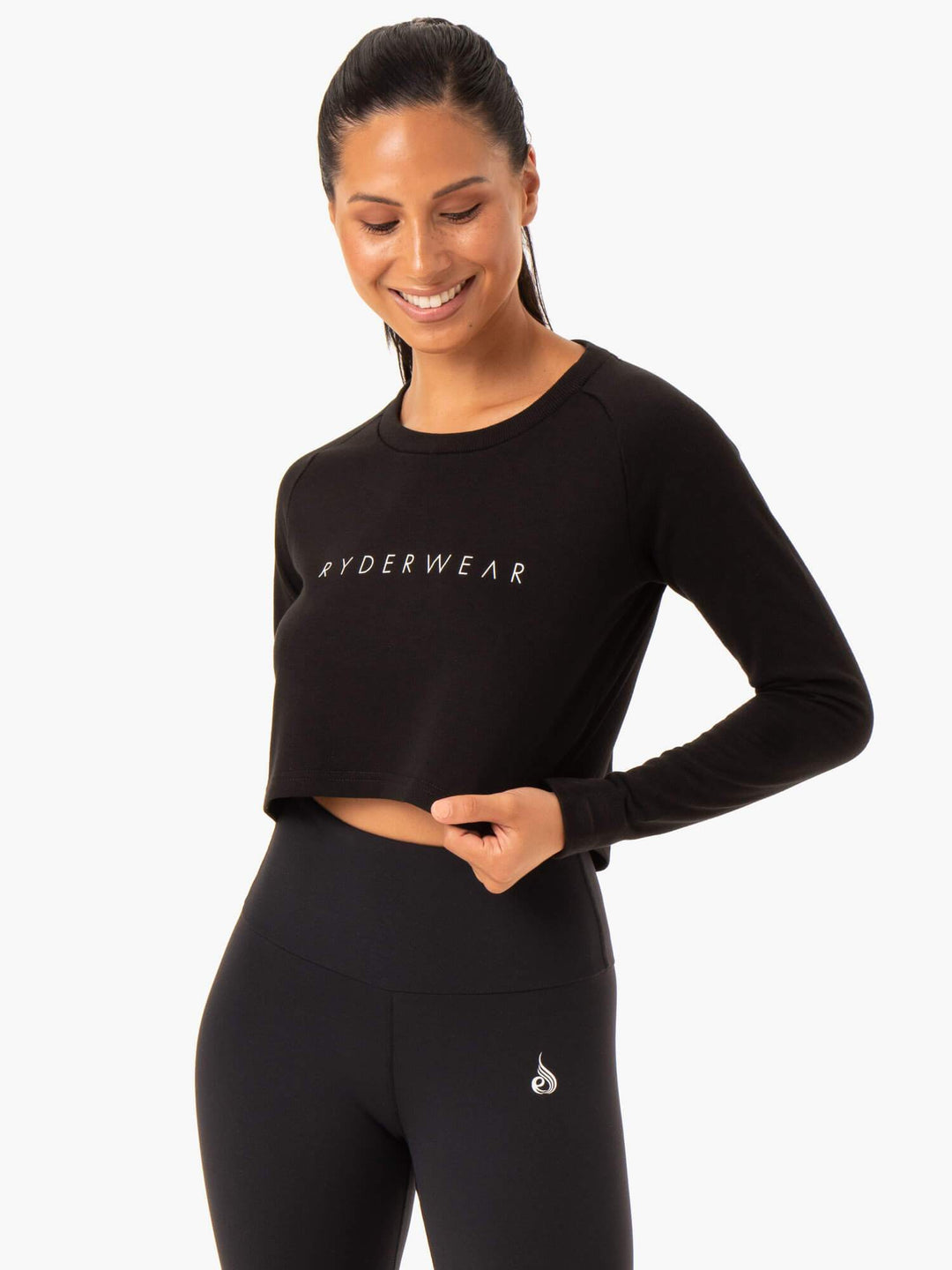 Staples Cropped Sweater - Black Clothing Ryderwear 