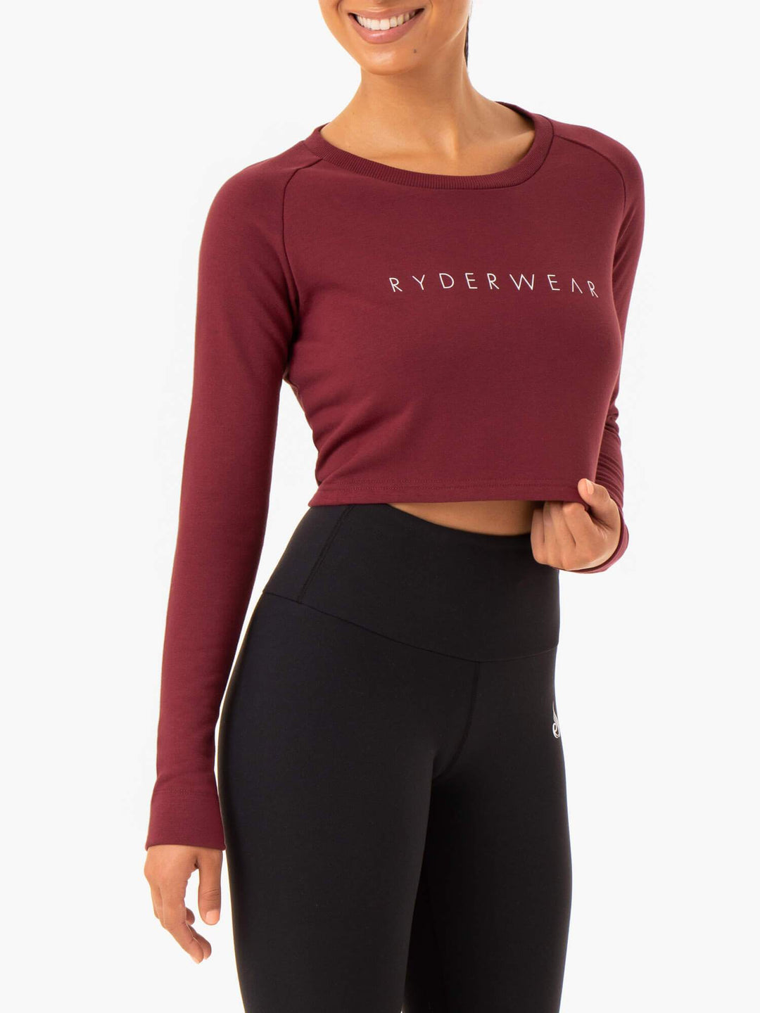 Staples Cropped Sweater - Burgundy Clothing Ryderwear 