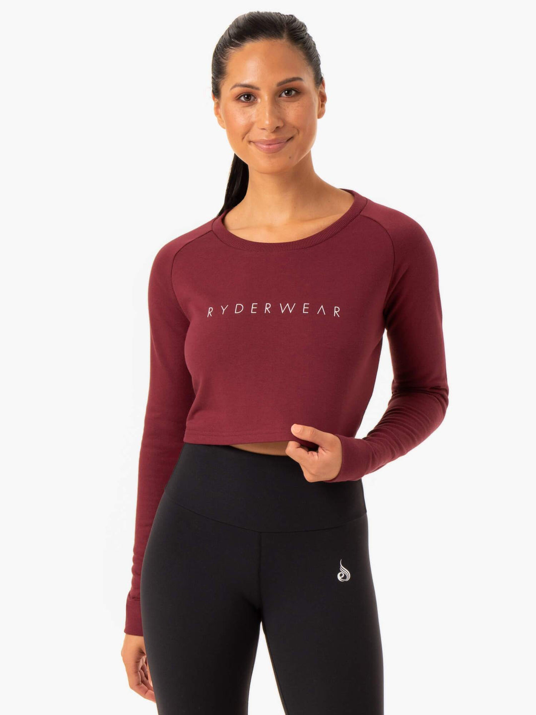 Staples Cropped Sweater - Burgundy Clothing Ryderwear 