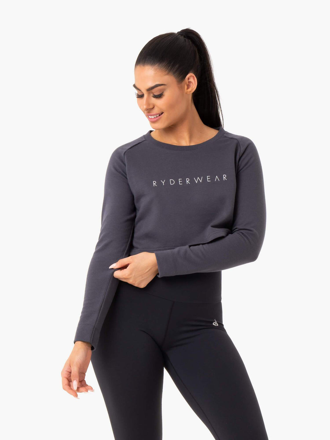 Staples Cropped Sweater - Charcoal Clothing Ryderwear 