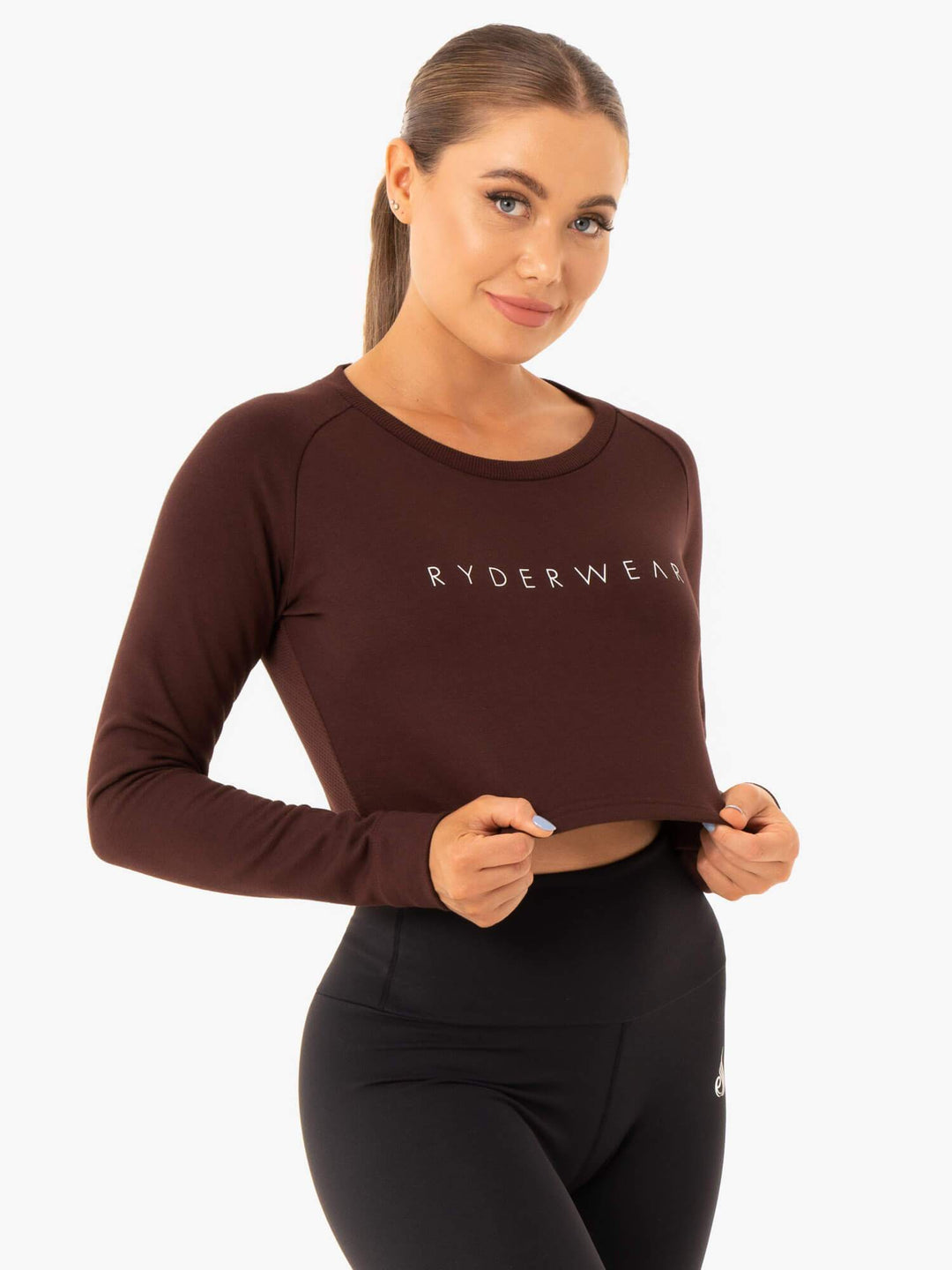 Staples Cropped Sweater - Chocolate Clothing Ryderwear 