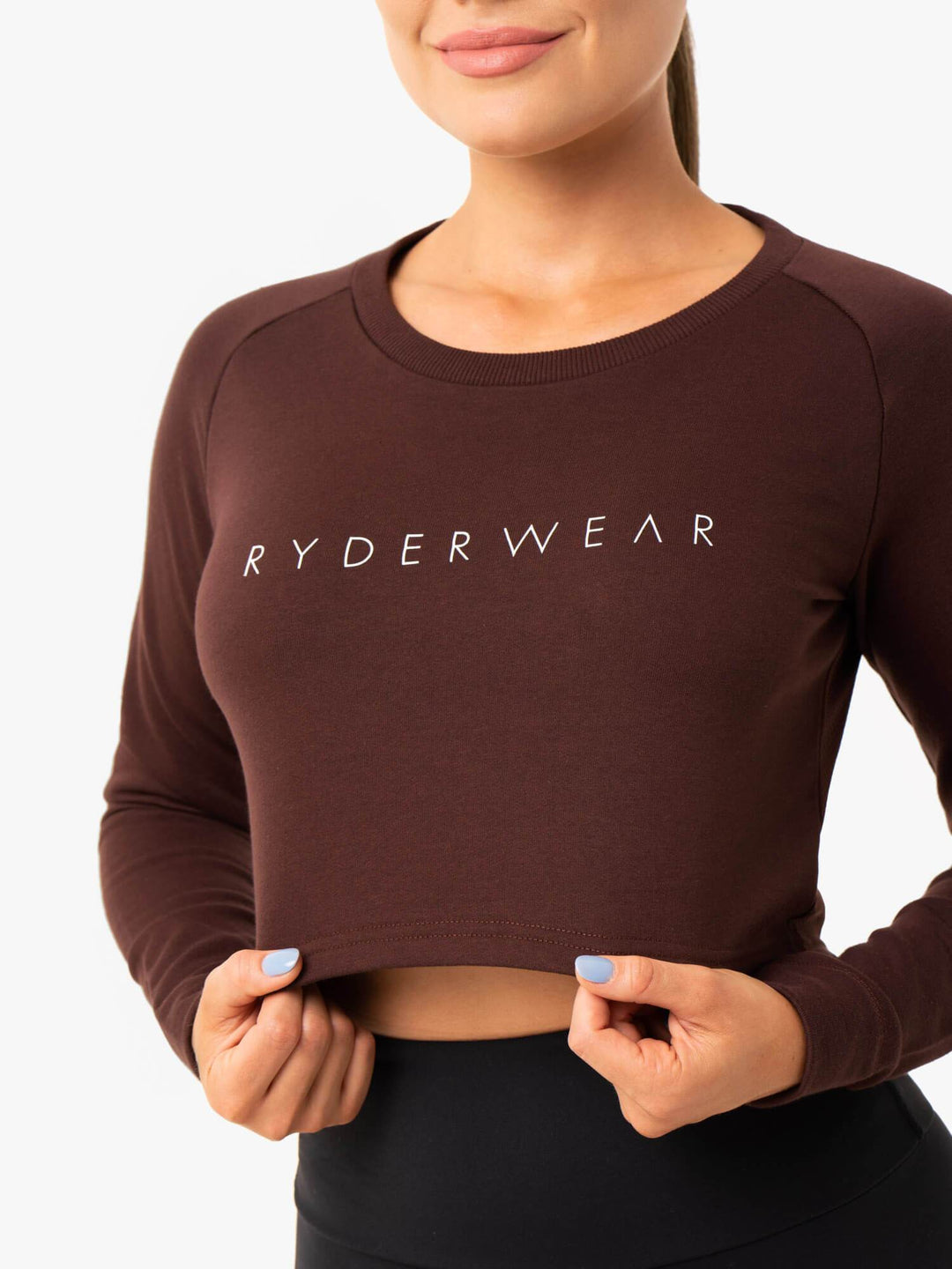 Staples Cropped Sweater - Chocolate Clothing Ryderwear 