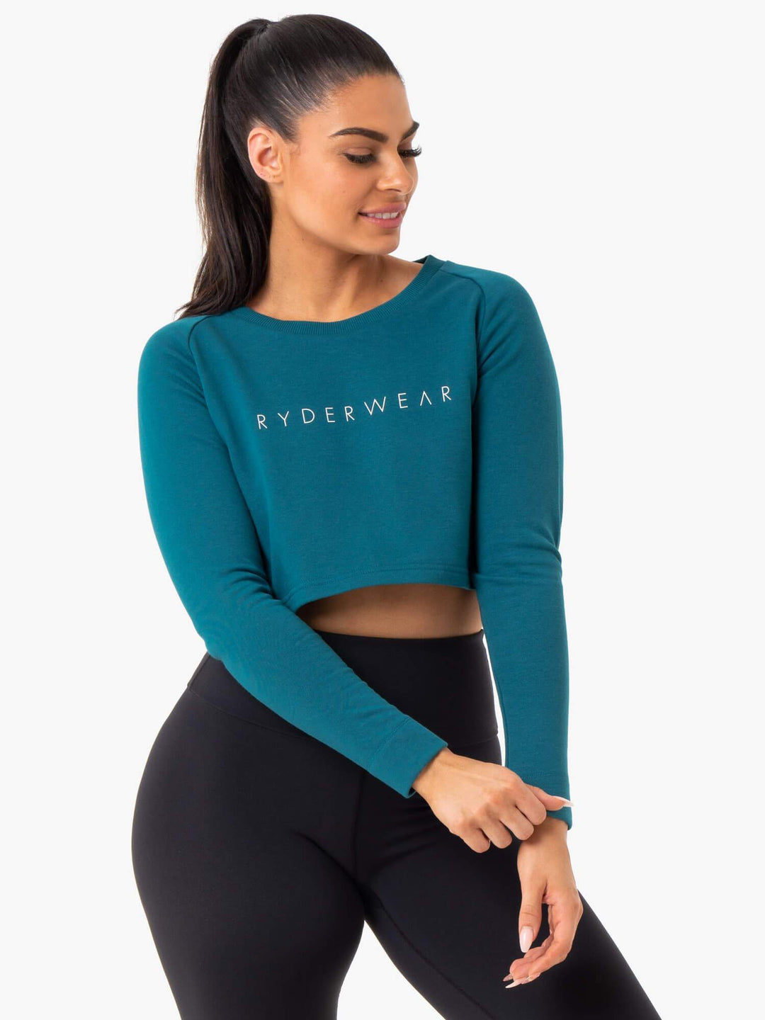 Staples Cropped Sweater - Emerald Clothing Ryderwear 