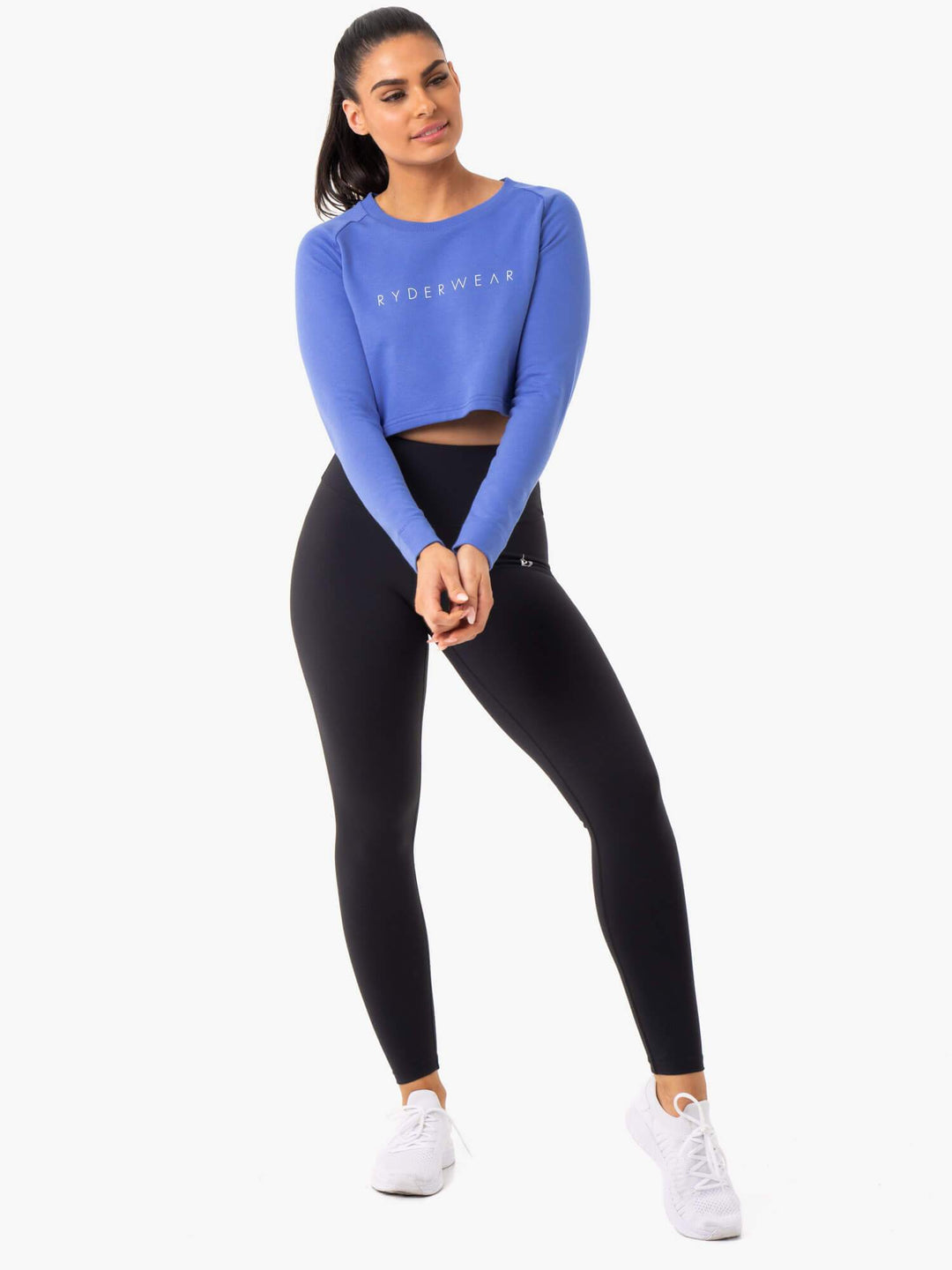 Staples Cropped Sweater - Iris Blue Clothing Ryderwear 