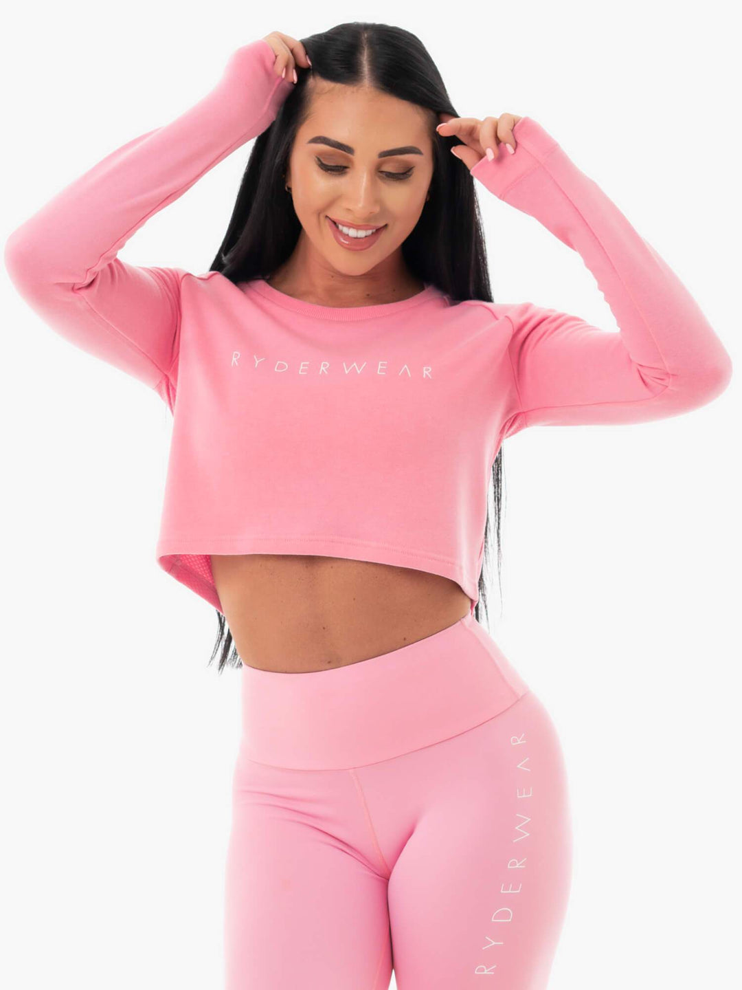 Staples Cropped Sweater - Pink Clothing Ryderwear 