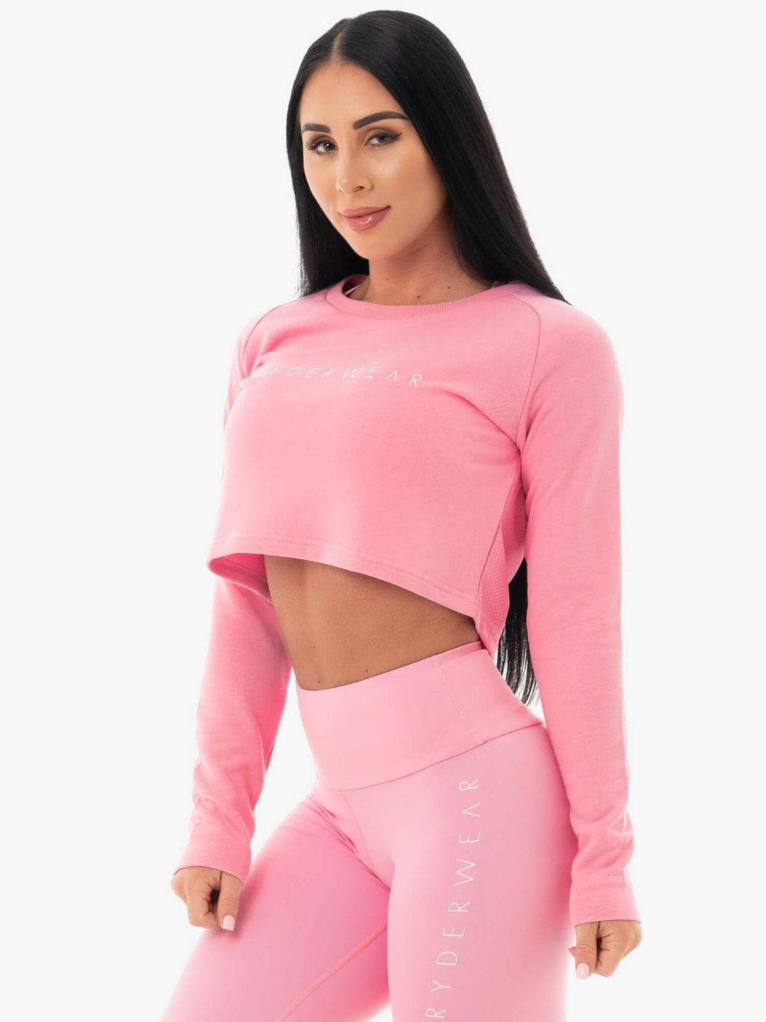 Staples Cropped Sweater - Pink Clothing Ryderwear 