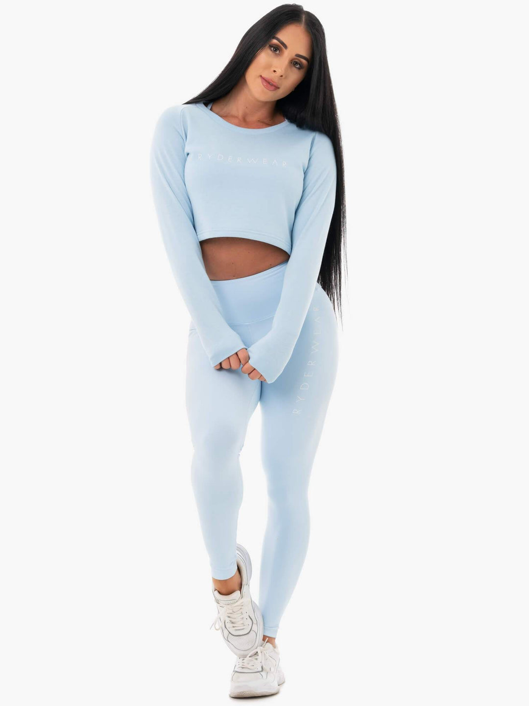 Staples Cropped Sweater - Sky Blue Clothing Ryderwear 