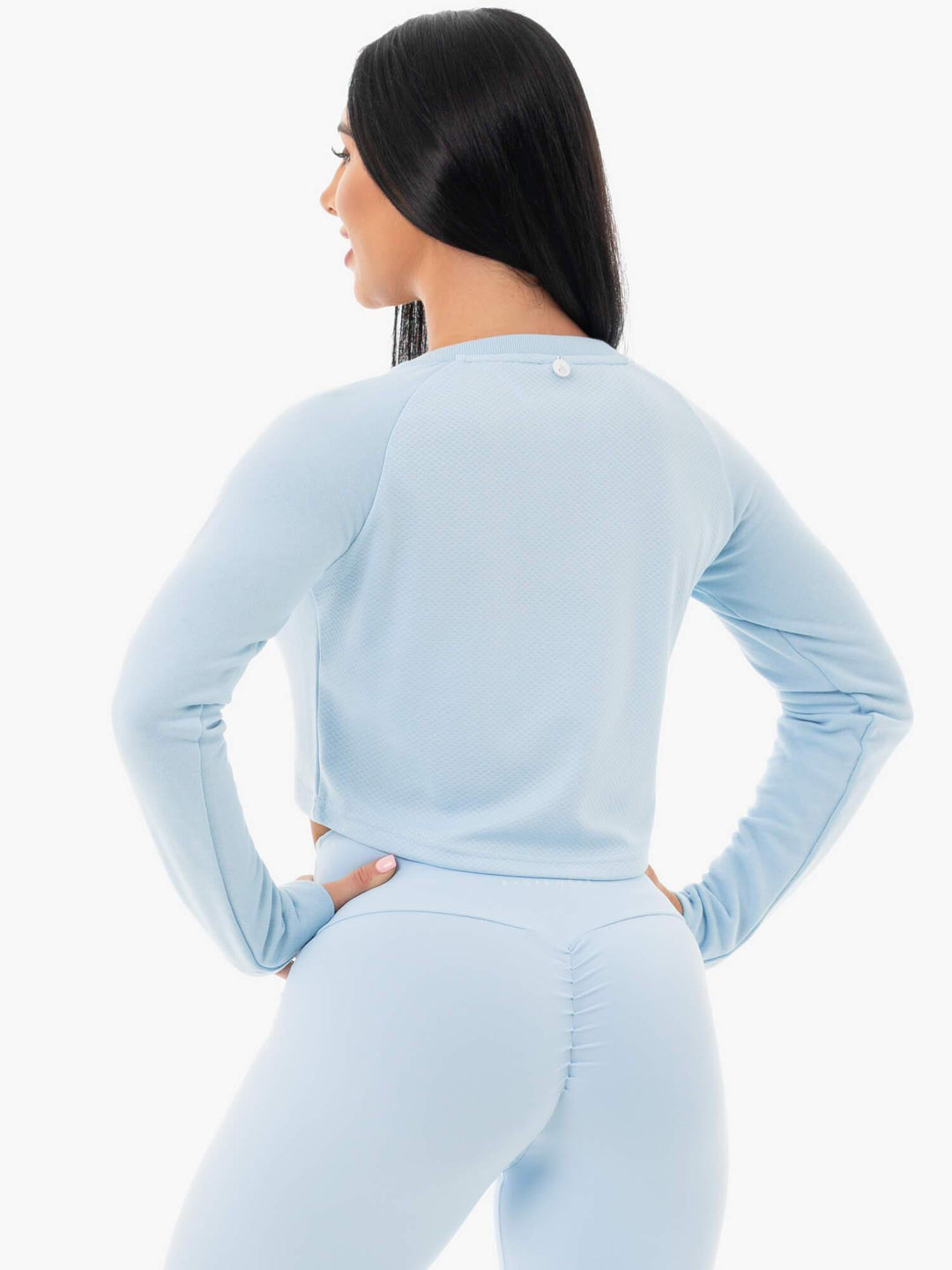 Staples Cropped Sweater - Sky Blue Clothing Ryderwear 