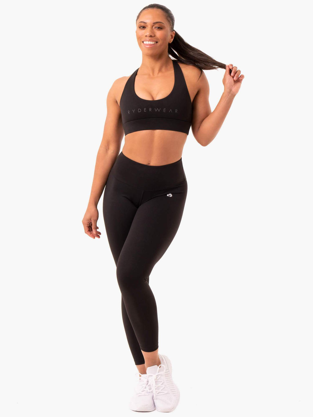 Staples Cross Over Sports Bra - Black Clothing Ryderwear 