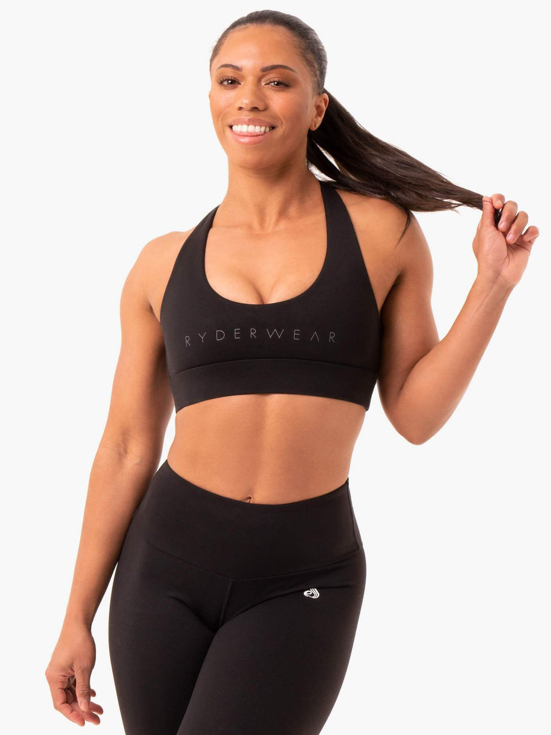 Staples Cross Over Sports Bra - Black Clothing Ryderwear 