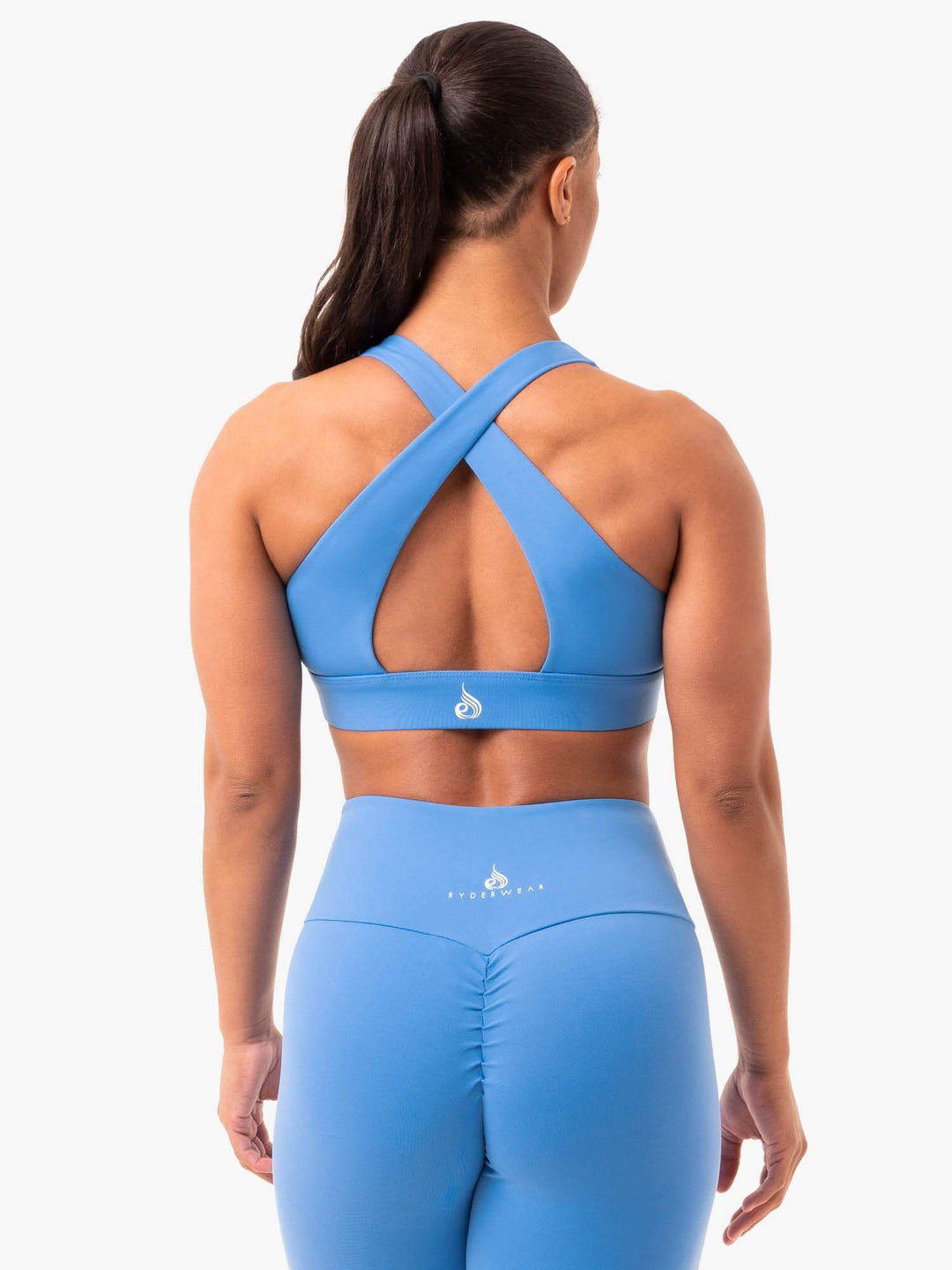 Staples Cross Over Sports Bra - Blue Clothing Ryderwear 