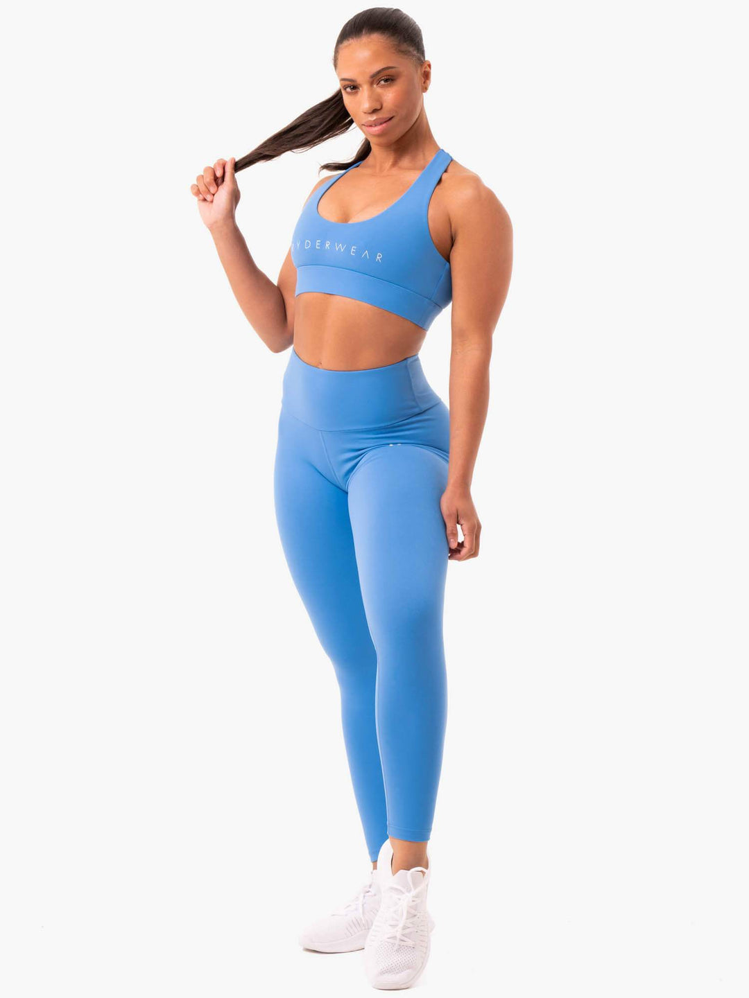 Staples Cross Over Sports Bra - Blue Clothing Ryderwear 