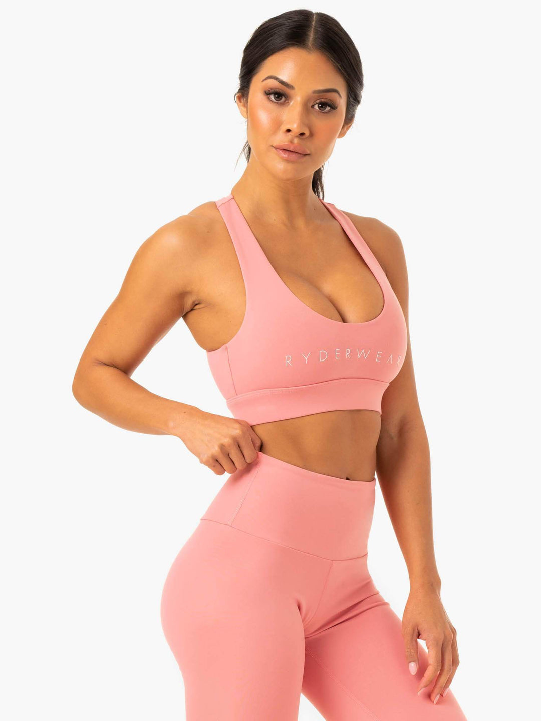 Staples Cross Over Sports Bra - Rose Pink Clothing Ryderwear 