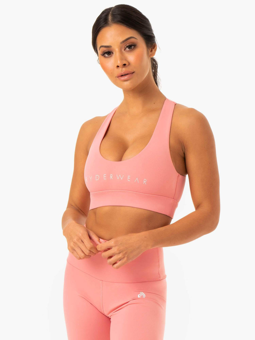 Staples Cross Over Sports Bra - Rose Pink Clothing Ryderwear 