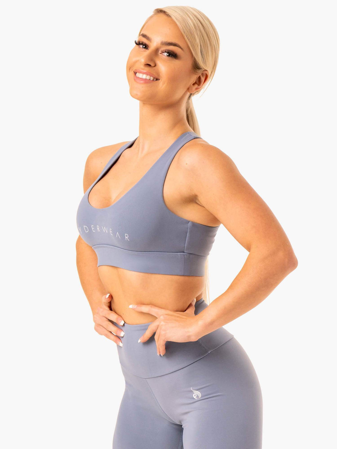 Staples Cross Over Sports Bra - Steel Grey Clothing Ryderwear 