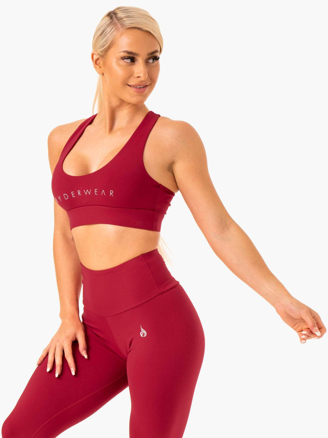 Staples Cross Over Sports Bra - Wine Red Clothing Ryderwear 