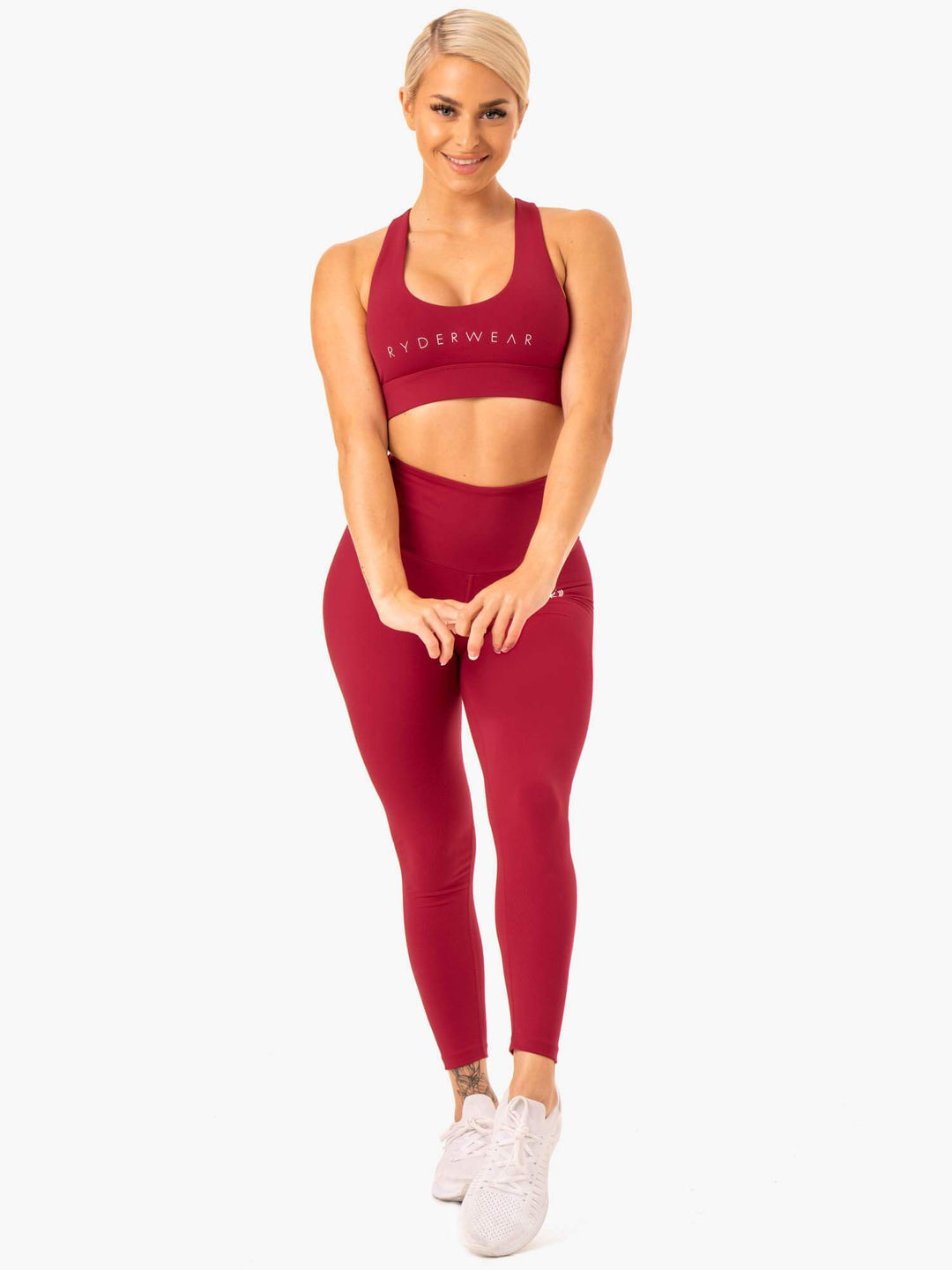 Staples Cross Over Sports Bra - Wine Red Clothing Ryderwear 