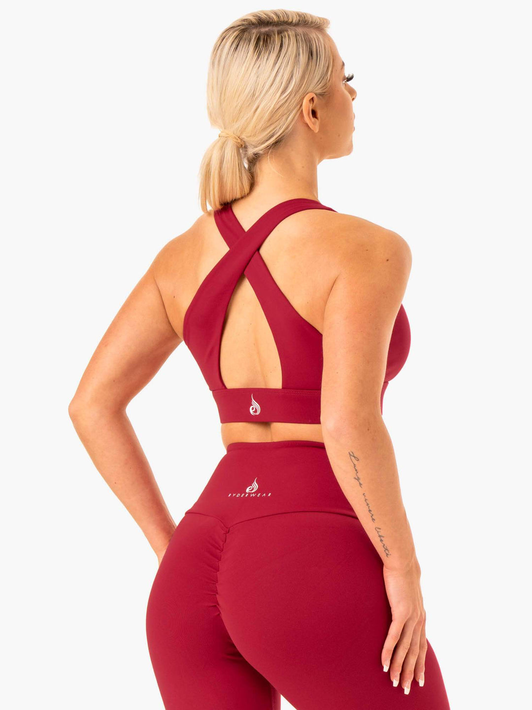 Staples Cross Over Sports Bra - Wine Red Clothing Ryderwear 