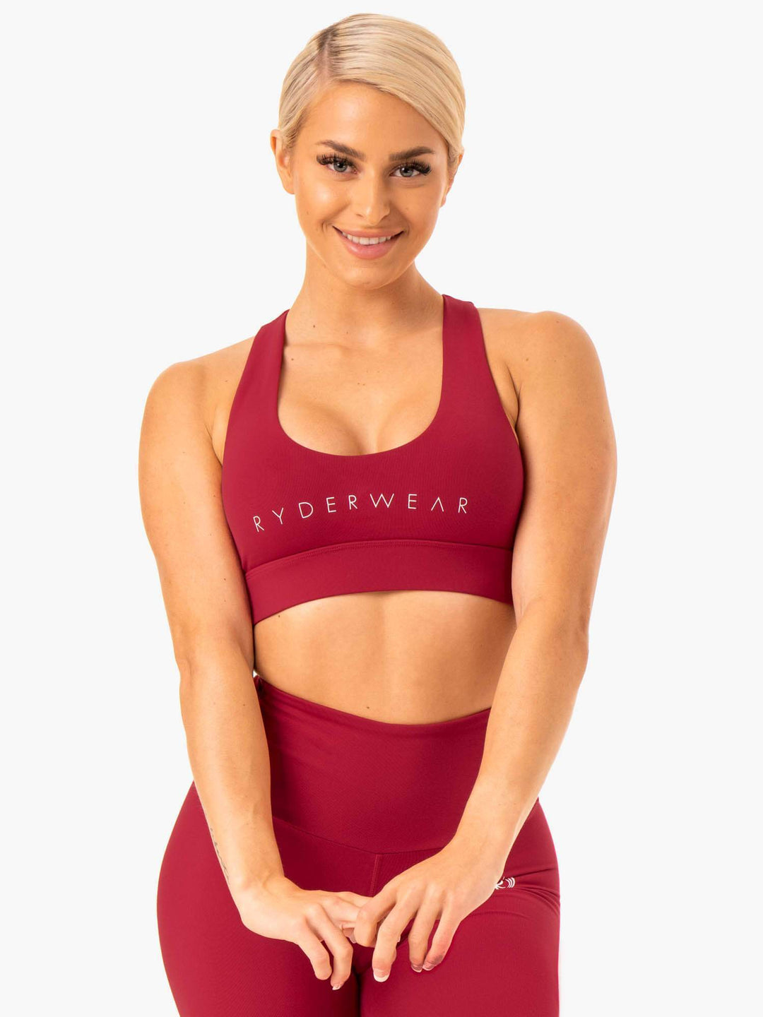 Staples Cross Over Sports Bra - Wine Red Clothing Ryderwear 