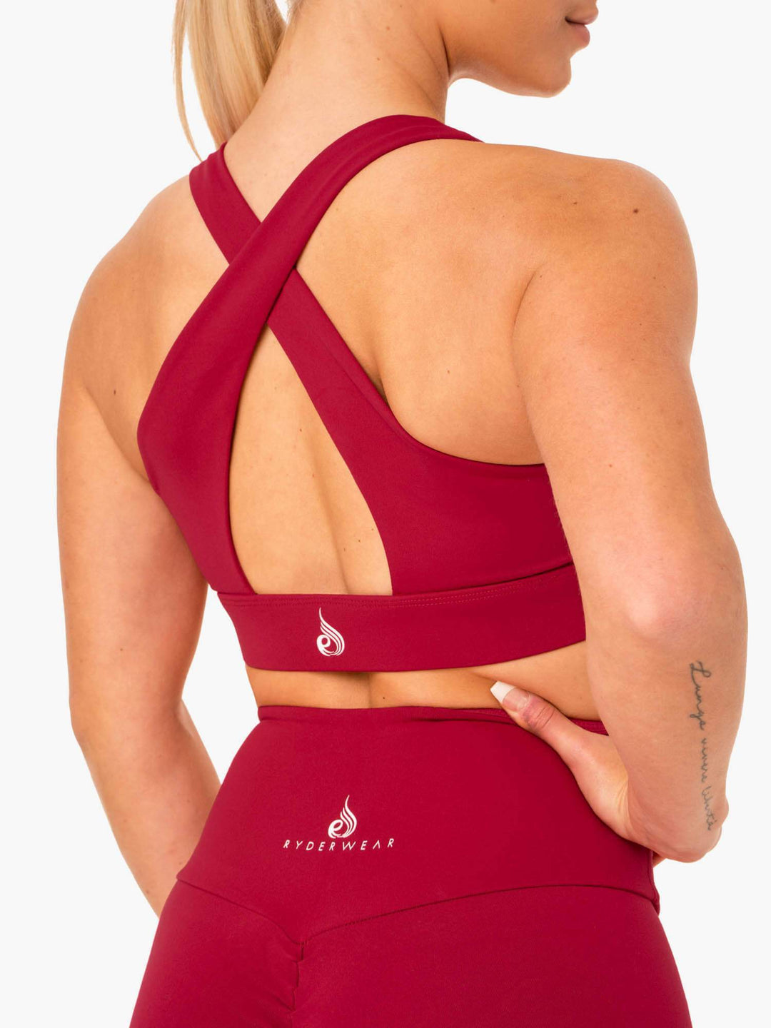 Staples Cross Over Sports Bra - Wine Red Clothing Ryderwear 